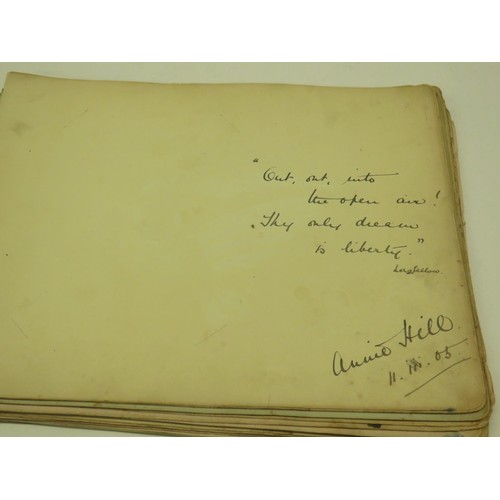 264 - ANTIQUE ALBUM OF AUTOGRAPHS, SIGNATURES, SKETCHES AND POEMS DATING FROM THE EARLY 1900'S INCLUDES MI... 