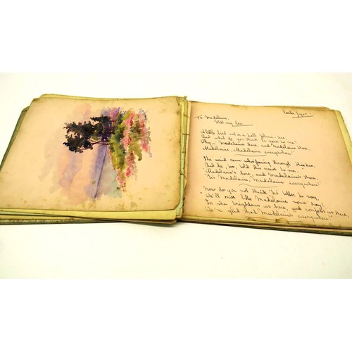 264 - ANTIQUE ALBUM OF AUTOGRAPHS, SIGNATURES, SKETCHES AND POEMS DATING FROM THE EARLY 1900'S INCLUDES MI... 