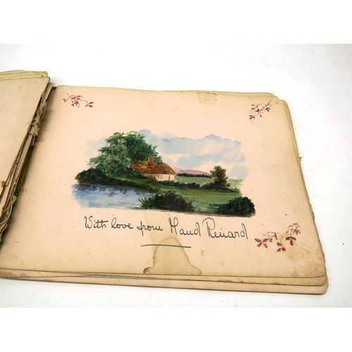 264 - ANTIQUE ALBUM OF AUTOGRAPHS, SIGNATURES, SKETCHES AND POEMS DATING FROM THE EARLY 1900'S INCLUDES MI... 