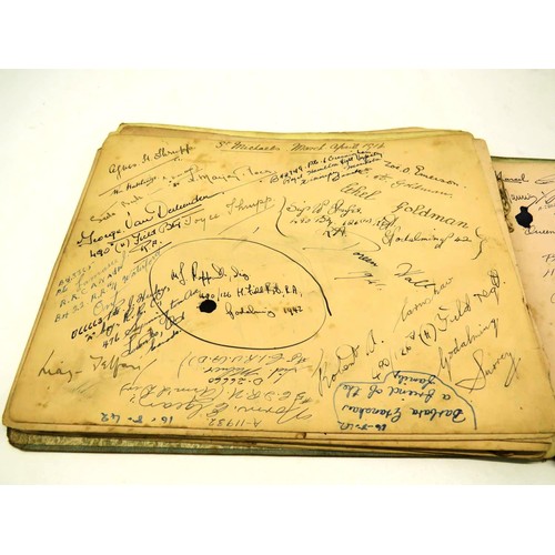 264 - ANTIQUE ALBUM OF AUTOGRAPHS, SIGNATURES, SKETCHES AND POEMS DATING FROM THE EARLY 1900'S INCLUDES MI... 