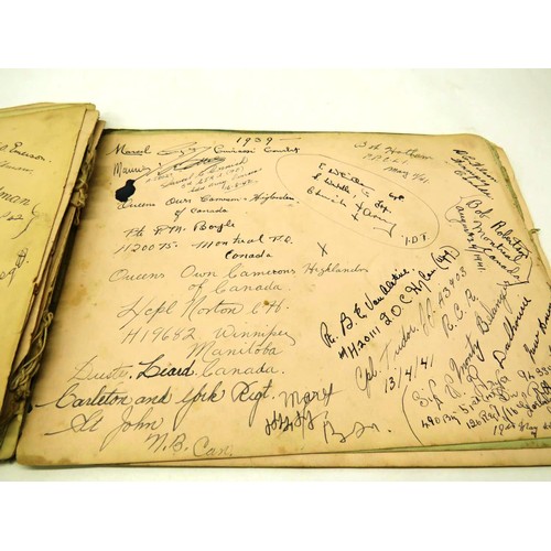 264 - ANTIQUE ALBUM OF AUTOGRAPHS, SIGNATURES, SKETCHES AND POEMS DATING FROM THE EARLY 1900'S INCLUDES MI... 