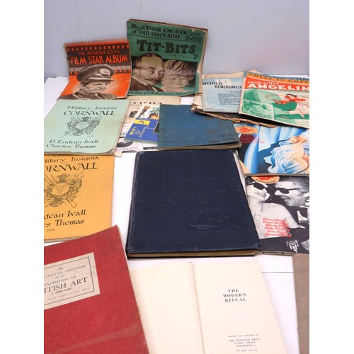 271 - TRAY OF ANTIQUE/VINTAGE BOOKS MUSIC PROGRAMMES, MASONIC INCLUDES GRAPHIC ARTS PHOTOGRAPHY BOOKLETS, ... 