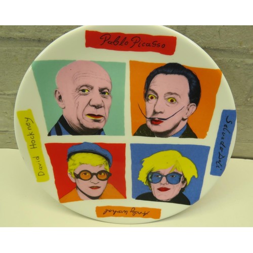 354 - BONE CHINA COLLECTABLE PLATE OF ARTISTS - DAVID HOCKNEY, PABLO PICASSO, ANDY WARHOL & SALVADOR DALI