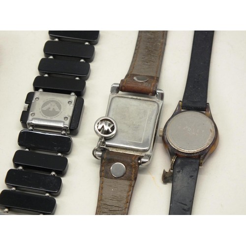 302 - 4x ASSORTED WRISTWATCHES TO INCLUDE EMPORIO ARMANI, MICHAEL KORS, RADLEY AND LINKS OF LONDON