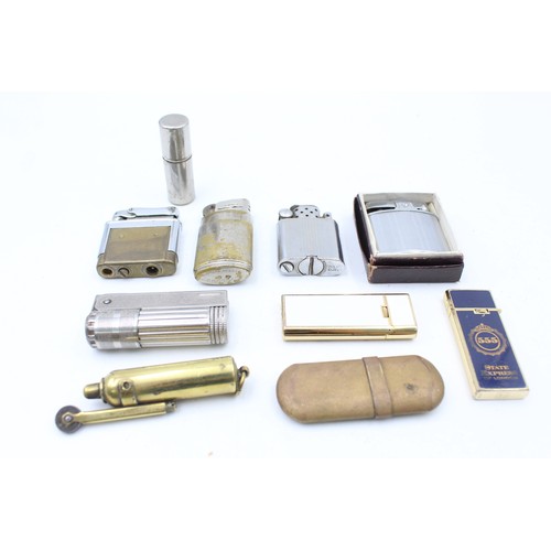 407 - 10 x Antique / Vintage Cigarette LIGHTERS Inc Brass, Lift Arm, Orlik Etc