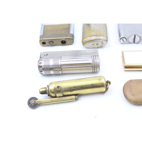 407 - 10 x Antique / Vintage Cigarette LIGHTERS Inc Brass, Lift Arm, Orlik Etc