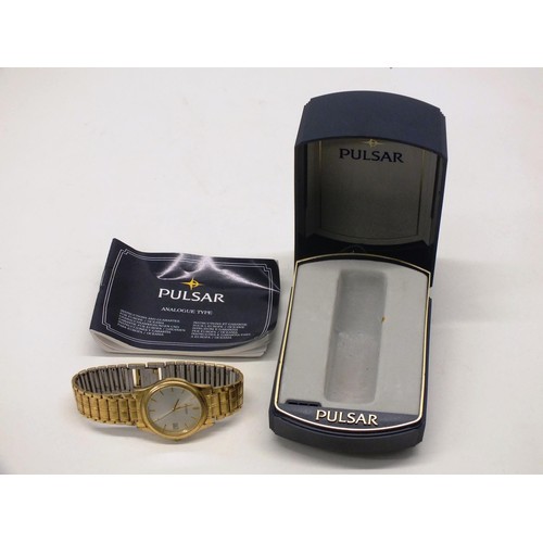 303 - GOLD TONE PULSAR GENTS WRISTWATCH IN BOX