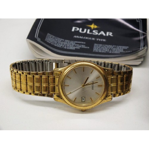 303 - GOLD TONE PULSAR GENTS WRISTWATCH IN BOX