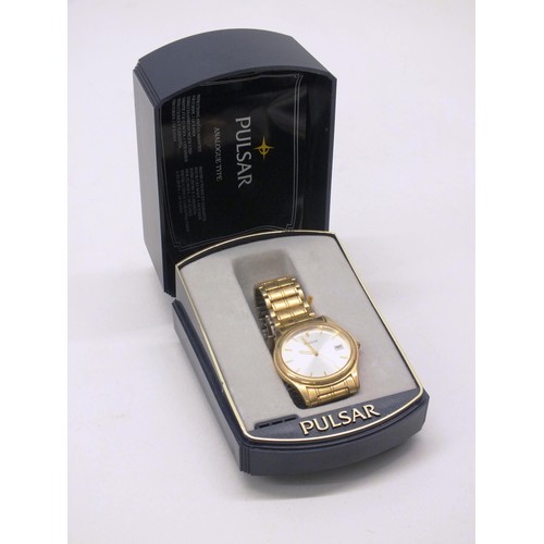 303 - GOLD TONE PULSAR GENTS WRISTWATCH IN BOX