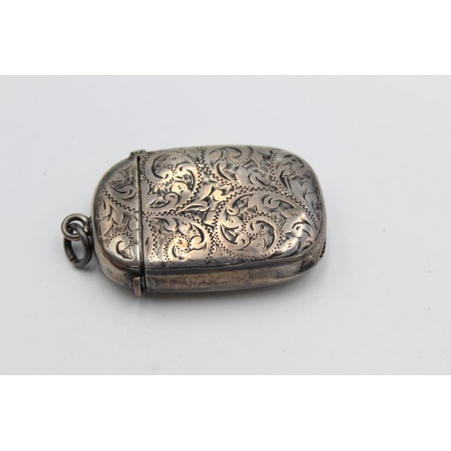 415 - Antique Hallmarked 1878 Birmingham STERLING SILVER Vesta / Match Case 20g