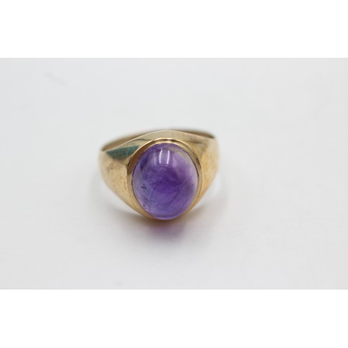 420 - 9ct gold vintage amethyst cabachon ring (4.5g) size P