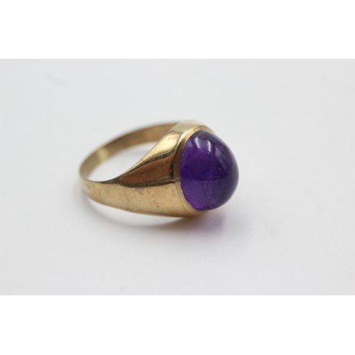 420 - 9ct gold vintage amethyst cabachon ring (4.5g) size P