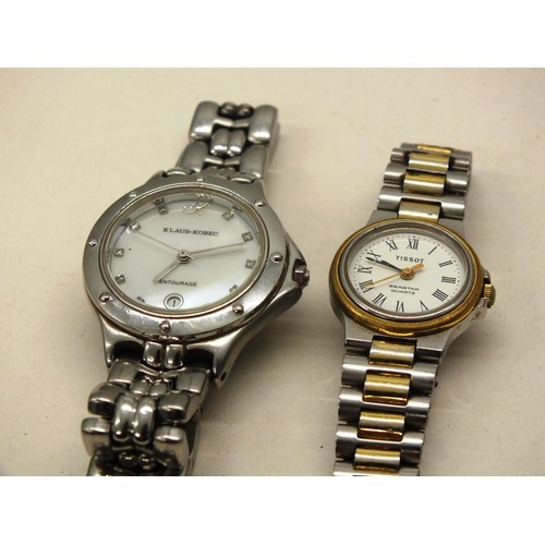 309 - 3x ASSORTED WRISTWATCHES TO INCLUDE SEIKO WITH LEATHER STRAP, BI-METAL TISSOT SEASTAR AND KLAUS-KOBE... 