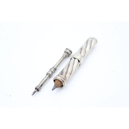 439 - 2 x Antique .850 & .925 STERLING SILVER Propelling Pencils Inc Wax Seal (8g)