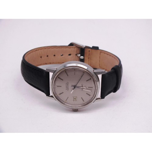 325 - GENTS OMEGA SEAMASTER DATE-JUST QUARTZ WATCH WITH LEATHER STRAP