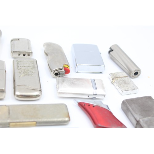 451 - 25 x Assorted Cigarette LIGHTERS Inc Vintage, Zippo Style, Slimline Etc