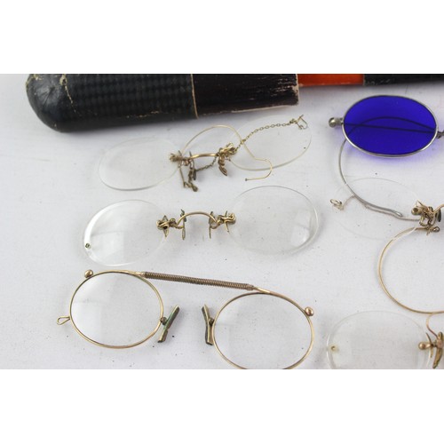 453 - 12 x Antique / Vintage SPECTACLES & SUNGLASSES Inc Rolled Gold, Cased Etc