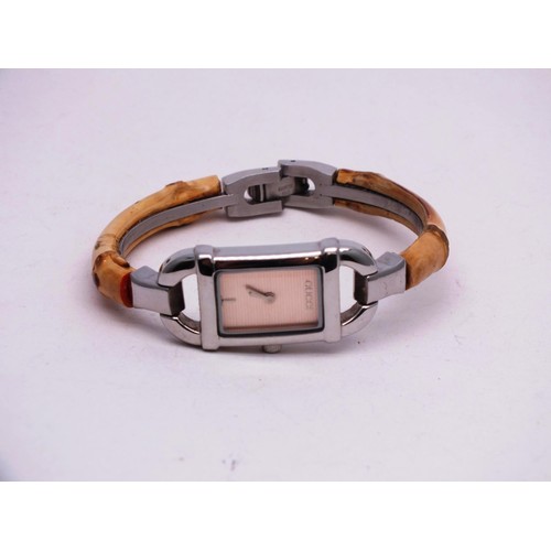 327 - LADIES GUCCI WATCH WITH BAMBOO STRAP