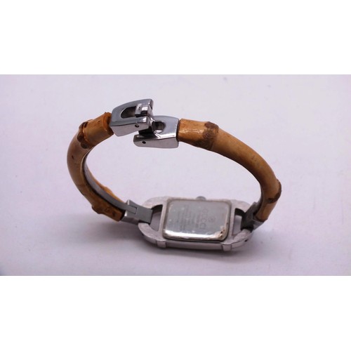 327 - LADIES GUCCI WATCH WITH BAMBOO STRAP