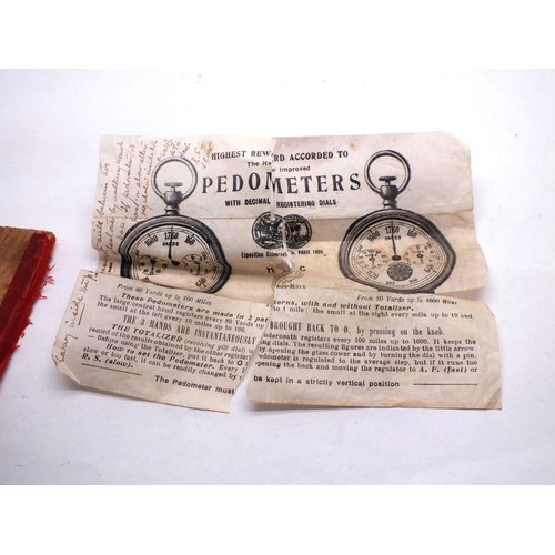 331 - ANTIQUE BREVET PEDOMETER WITH PAPERWORK