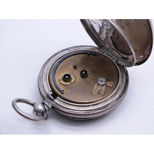 332 - ANTIQUE 925 SILVER POCKET WATCH AND KEY FATTORINI AND SONS BRADFORD