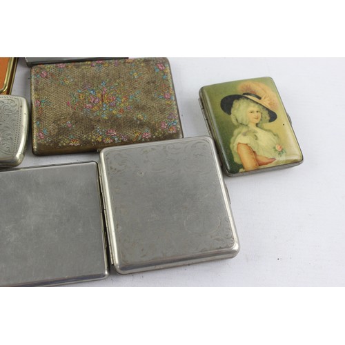 471 - 9 x Antique / Vintage TOBACCIANA Cigarette Cases Inc. Plate, Ladies, Painted