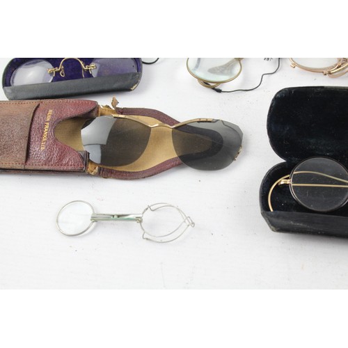 473 - 14 x Antique / Vintage SPECTACLES & SUNGLASSES Inc Rolled Gold, Cased Etc