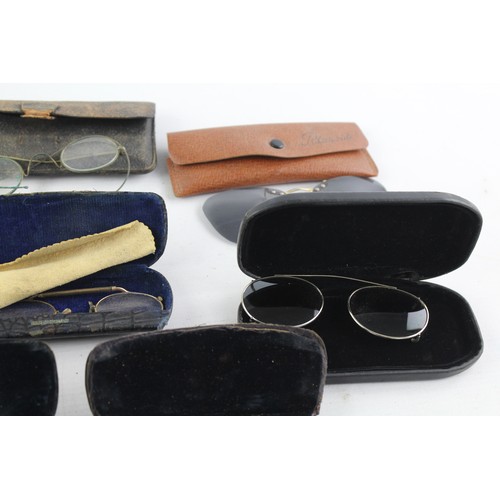 473 - 14 x Antique / Vintage SPECTACLES & SUNGLASSES Inc Rolled Gold, Cased Etc