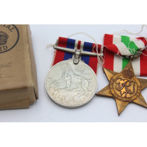 477 - WW2 Boxed Medal Group Inc Italy Star Etc