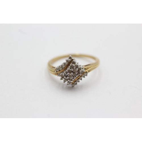 480 - 9ct gold diamond stylised cluster ring (2.9g)Size- P