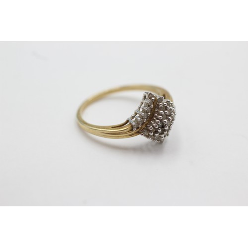 480 - 9ct gold diamond stylised cluster ring (2.9g)Size- P