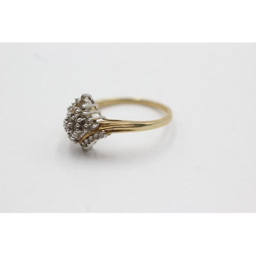 480 - 9ct gold diamond stylised cluster ring (2.9g)Size- P