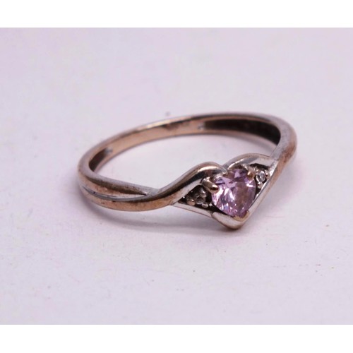 349 - 9CT WHITE GOLD CZ RING SIZE M- 1.1G