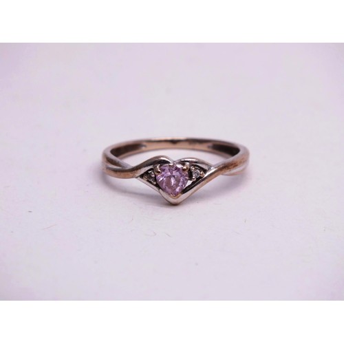 349 - 9CT WHITE GOLD CZ RING SIZE M- 1.1G