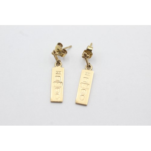 484 - 9ct gold ingot drop earrings (2.3g)