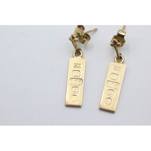 484 - 9ct gold ingot drop earrings (2.3g)