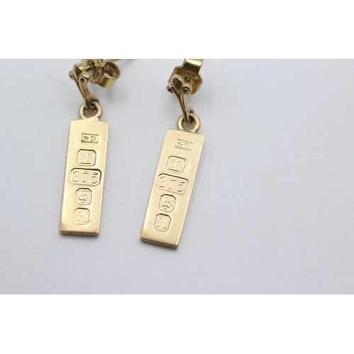 484 - 9ct gold ingot drop earrings (2.3g)