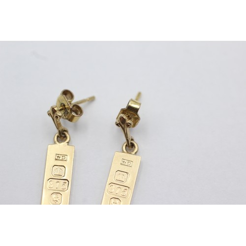 484 - 9ct gold ingot drop earrings (2.3g)