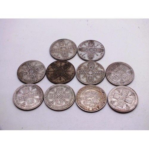 364 - 10 x PRE 1947 SILVER FLORINS