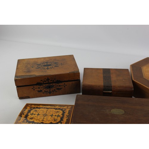 490 - 10 x Vintage Decorative WOODEN Boxes Inc Marquetry, Parquetry, Painted Etc