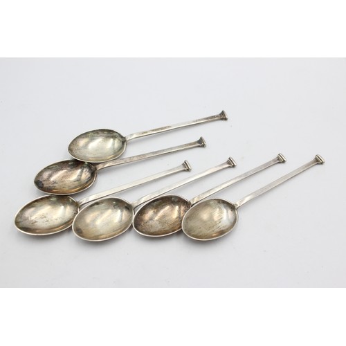 501 - 6 x Vintage Hallmarked 1927 Sheffield STERLING SILVER Seal Top Teaspoons (40g)