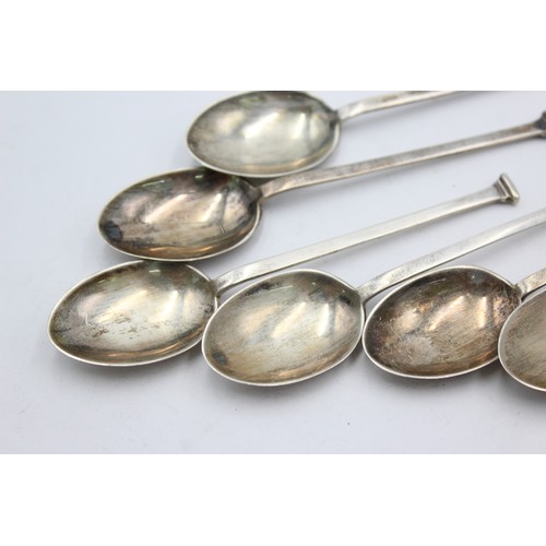 501 - 6 x Vintage Hallmarked 1927 Sheffield STERLING SILVER Seal Top Teaspoons (40g)