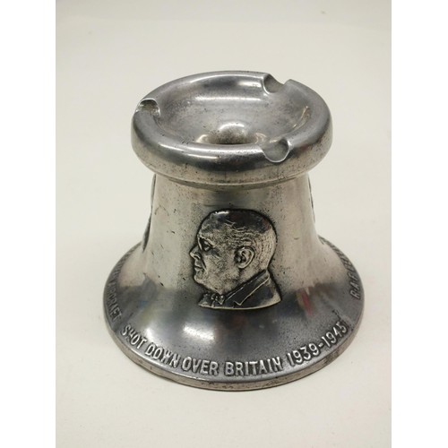 372 - RAF BENEVOLENT FUND CAST METAL ASHTRAY FROM GERMAN AIRCRAFT SHOT DOWN OVER BRITAIN 1939-1945 - HEIGH... 