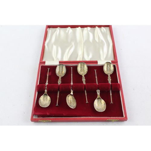 519 - 6 x Vintage Hallmarked 1977 Sheffield STERLING SILVER Teaspoons Cased (57g)