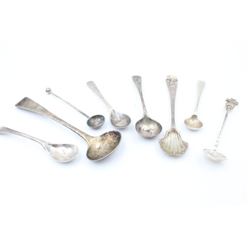 531 - 8 x Antique / Vintage Hallmarked .925 STERLING SILVER Condiment Spoons (40g)