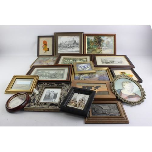 533 - Job Lot Vintage Pictures & Frames Brass 11235g Inc. Animals, Religious, Etc