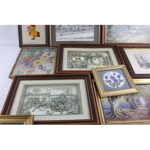 533 - Job Lot Vintage Pictures & Frames Brass 11235g Inc. Animals, Religious, Etc