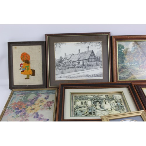 533 - Job Lot Vintage Pictures & Frames Brass 11235g Inc. Animals, Religious, Etc