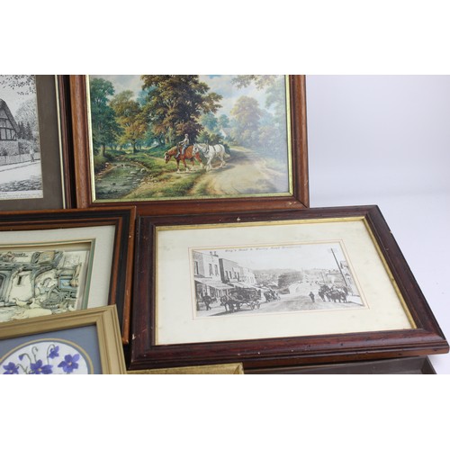 533 - Job Lot Vintage Pictures & Frames Brass 11235g Inc. Animals, Religious, Etc