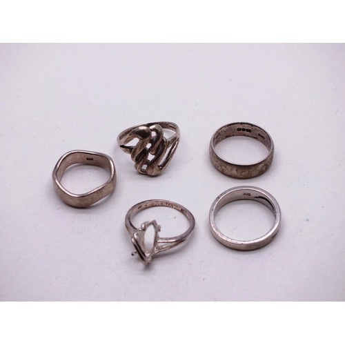 381 - FIVE SILVER RINGS